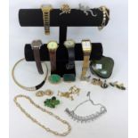 A selection of costume jewellery; gents watches; cufflinks; etc.