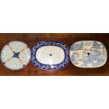 Three 19th century blue & white drainer dishes