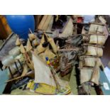 4 various model galleons etc