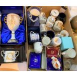 A Coalport QEII Silver Jubilee loving cup, original box; other commemorative china, original boxes
