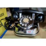 A Belgian vintage telephone in chrome and black finish, circa 1950