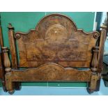 A Victorian figured walnut 4'6" bed