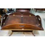 A reproduction mahogany butler's tray/occasional table