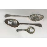 A Georgian old English pattern hall marked silver table spoon London 1828 1.8oz (58gms), an embosse