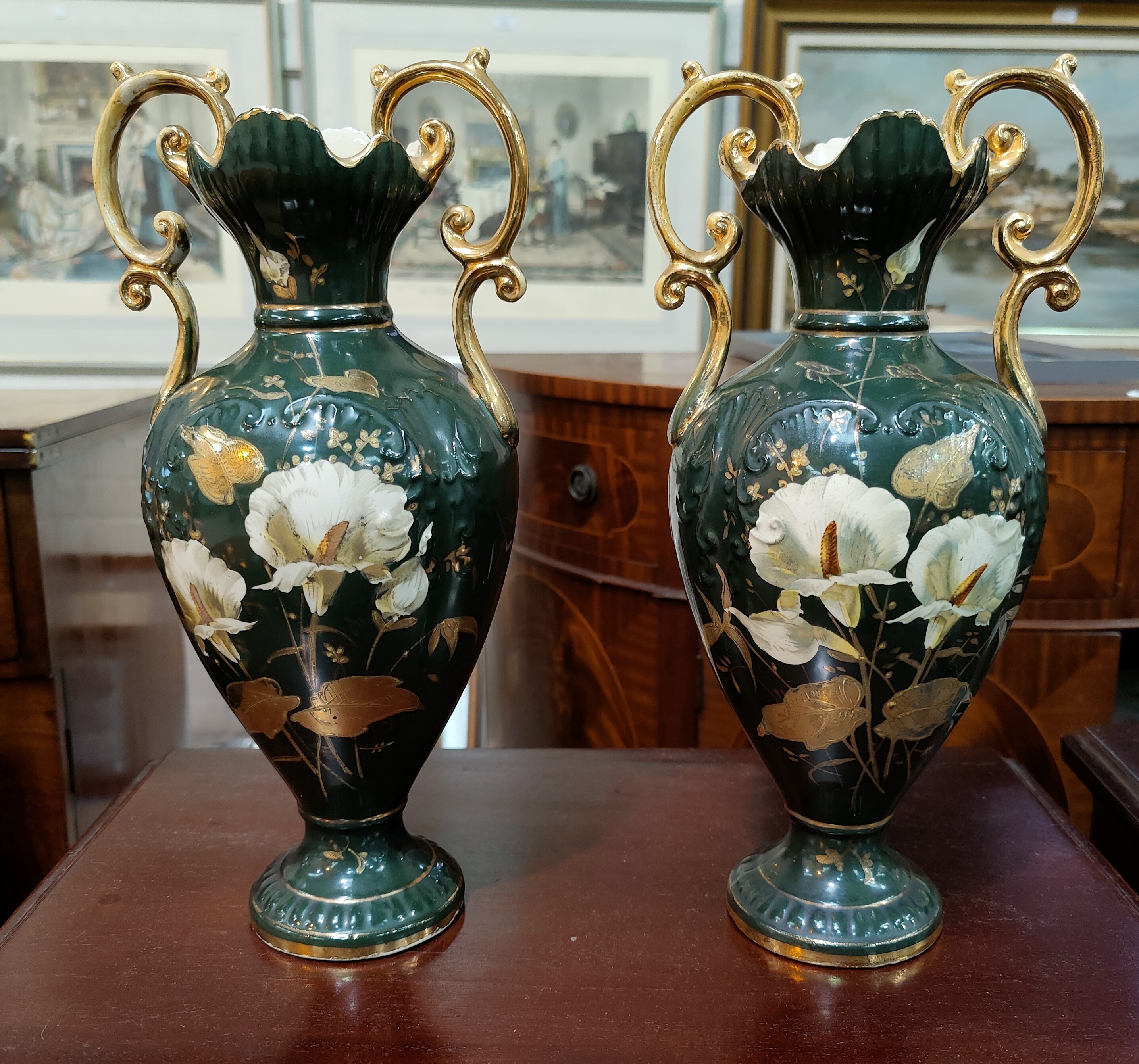 A pair of Victorian style decorative vases
