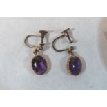 A pair of amethyst earrings