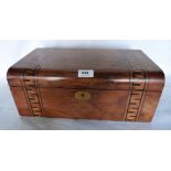 A Victorian walnut and inlaid writing slope. 16' wide. Prov: Estate of Islwyn Watkins