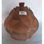 An unglazed earthenware costrel jar of Verwood type. 8' high. Prov: Estate of Islwyn Watkins