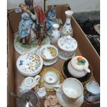 Two Capo-di-Monte bisque figures and other ceramics