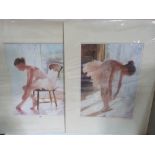 A pair of mounted prints of a ballerina. 21' x 15'