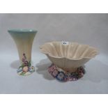 A Clarice Cliff Newport pottery bowl and flower vase. The bowl 9½' diam