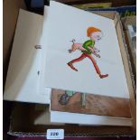 A box of watercolour drawings