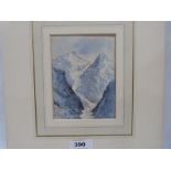 MANNER OF JOHN RUSKIN. BRITISH 1819-1900 An alpine landscape. Signed in pencil and again verso.