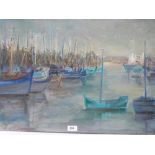 MOYA DRYING. AUSTRALIAN 1909-1967 Fishing Boats, Concarneau. Signed, inscribed and dated '64