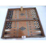 A 19th century Khatam chess and backgammon board. 17½' wide. Distressed