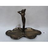 An Art-Nouveau bronze figural dish. Continental. 8½' high