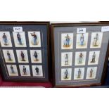 12 cigarette cards, Uniforms of The American Civil War. In two frames