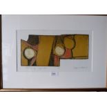 ISLWYN WATKINS. WELSH 1938-2018 Plastic Engraving, Orange & Ochre. Signed, inscribed, dated '88