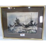 JOEL DABIN. FRENCH 1933-2003 Landscape. Signed. Mixed media 7¼' x 10¼'