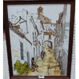 BERNARD DUFOUR. 20TH CENTURY A continental street scene. Signed. oil on board 18' x 15'