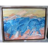 WILLIAM (BILL) MILLS. WELSH 1923-1997 Abstract landscape. Signed, inscribed twice verso. Oil on