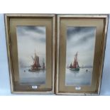 J. POTTS. BRITISH 19th/20th CENTURY Off Grimsby Docks; Dutch Fishing Boats. A pair. Both signed
