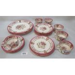 A Cauldon part service comprising six cups, four saucers, nine side plates and three sandwich