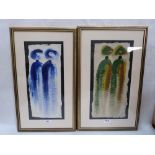 SOUTH AFRICAN SCHOOL. 21ST CENTURY Abstract figure studies. A pair. Signed Michael Moore. Oil on