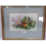 ELIZABETH SLATER. BRITISH 20th CENTURY (WORCESTER PORCELAIN PAINTER) Still life. Signed. Watercolour