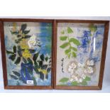 CHINESE SCHOOL. 20TH CENTURY A pair of flowerpiece pictures. Signed. Mixed media 13½' x 9½'