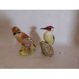 Two Royal Worcester bisque porcelain birds - Woodpecker 3249; Jay 3248