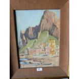 LADY MARY RENNELL. BRITISH 1901-1981 Fishing Village in Sicily. Signed, inscribed verso. Oil on