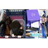 A pair of Ross binoculars, Royal memorabilia, paper embosser etc.