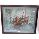 FRANK WINSTON SHIPSIDES. BRITISH 1908-2005 Beam Trawler. Signed. Oil on board 14½' x 19'