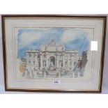 CONTINENTAL SCHOOL. 20TH CENTURY The Trevi Fountain, Rome. Watercolour 10' x 14½'