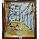 BERNARD DUFOUR. 20TH CENTURY A continental street scene. Signed. Oil on board. 18' x 15'