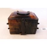 A tortoiseshell or early synthetic shell cantilever trinket box. 5' wide. c.1920s. Front strap