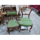 A Victorian walnut salon chair and an Edward VII line inlaid side chair