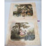 A pair of 19th century French coloured lithographs. 12' x 16'. Unframed
