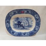 A Victorian blue and white meat plate by George Jones. Abbey pattern. 18' wide