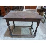 An antique joined oak side table. 35' wide