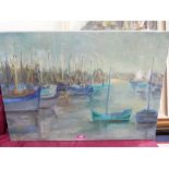 MOYA DRYING. AUSTRALIAN 1909-1967 Fishing Boats, Concarneau. Signed, inscribed and dated '64