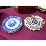 A part dessert service, Imari dish and other flatware