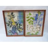 CHINESE SCHOOL. 20TH CENTURY A pair of flowerpiece pictures. Signed. Mixed media 13½' x 9½'