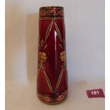 A Minton Secessionist form tapered vase, Rd. No 616446, tube-line decorated with stylised foliage on