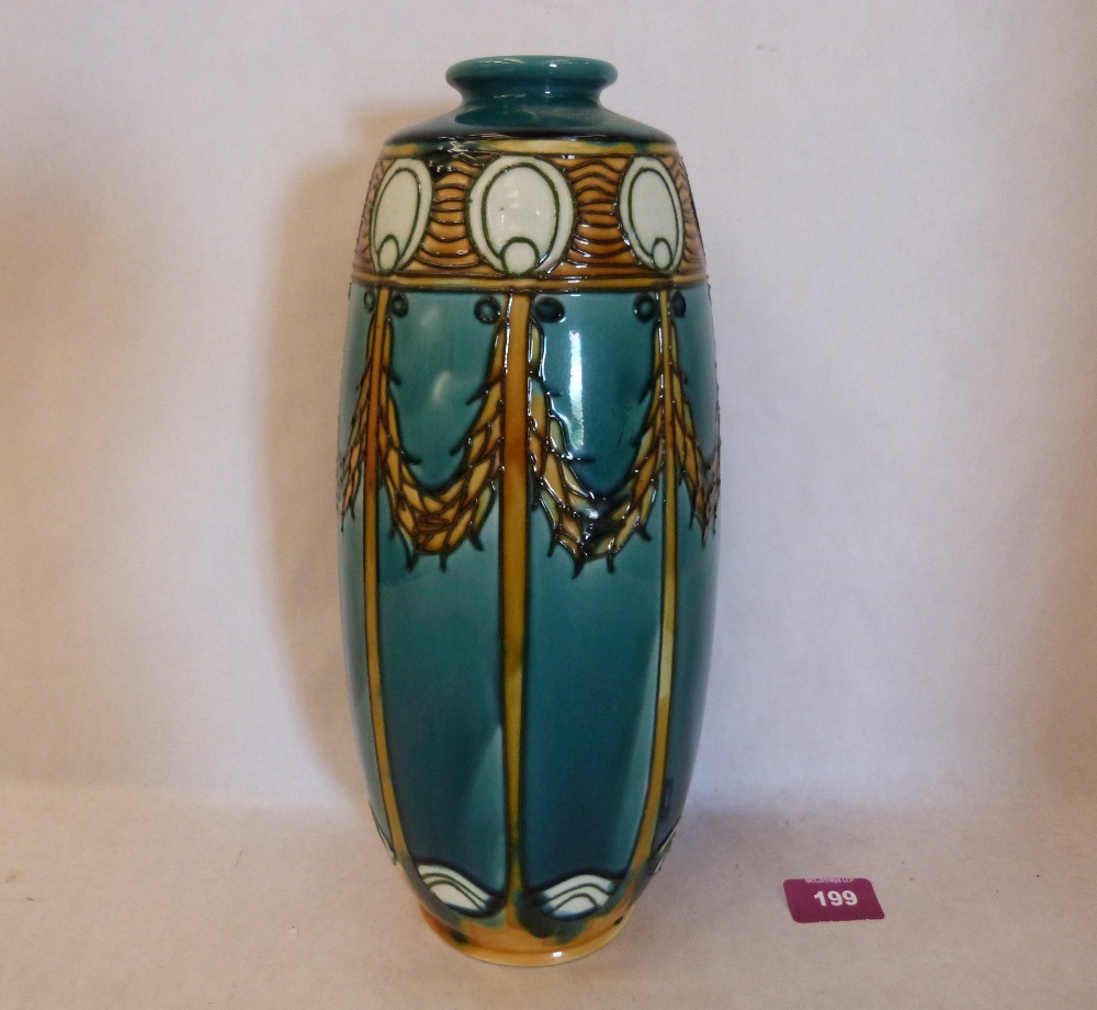 A Minton secessionist ovoid vase, number 1; tube-line decorated with stylised flowers and foliate