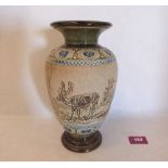 A Hannah Barlow for Royal Doulton stoneware ovoid vase, with continuous decoration of deer in a