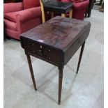 A Regency rosewood Pembroke work table. Etensive worm damage to legs