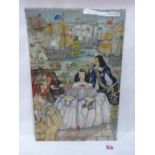 KITTY SHANNON. BRITISH 20TH CENTURY The Arrival of Catherine of Braganza in England. Inscribed on