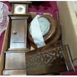 A barometer, miniature longcase clock and a musical box